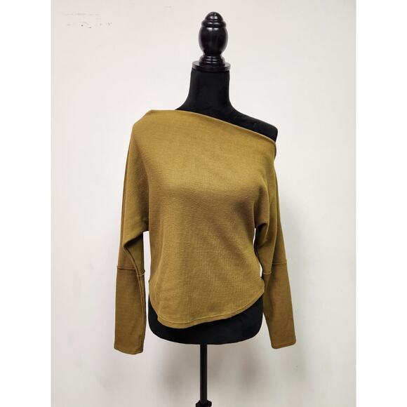 House Of Harlow 1960 Women's Sweater Bronze Olive Waffle Knit Pullover Medium - Picture 1 of 8